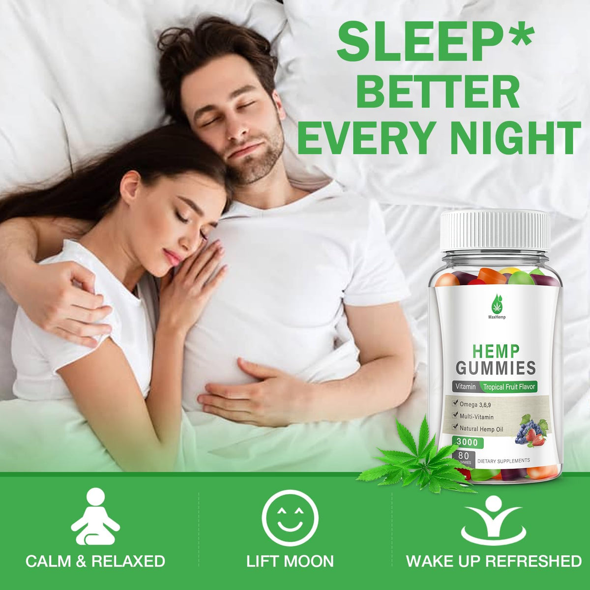 Hemp Gummies 100% Natural Organic Vegan 3 Packs N439416