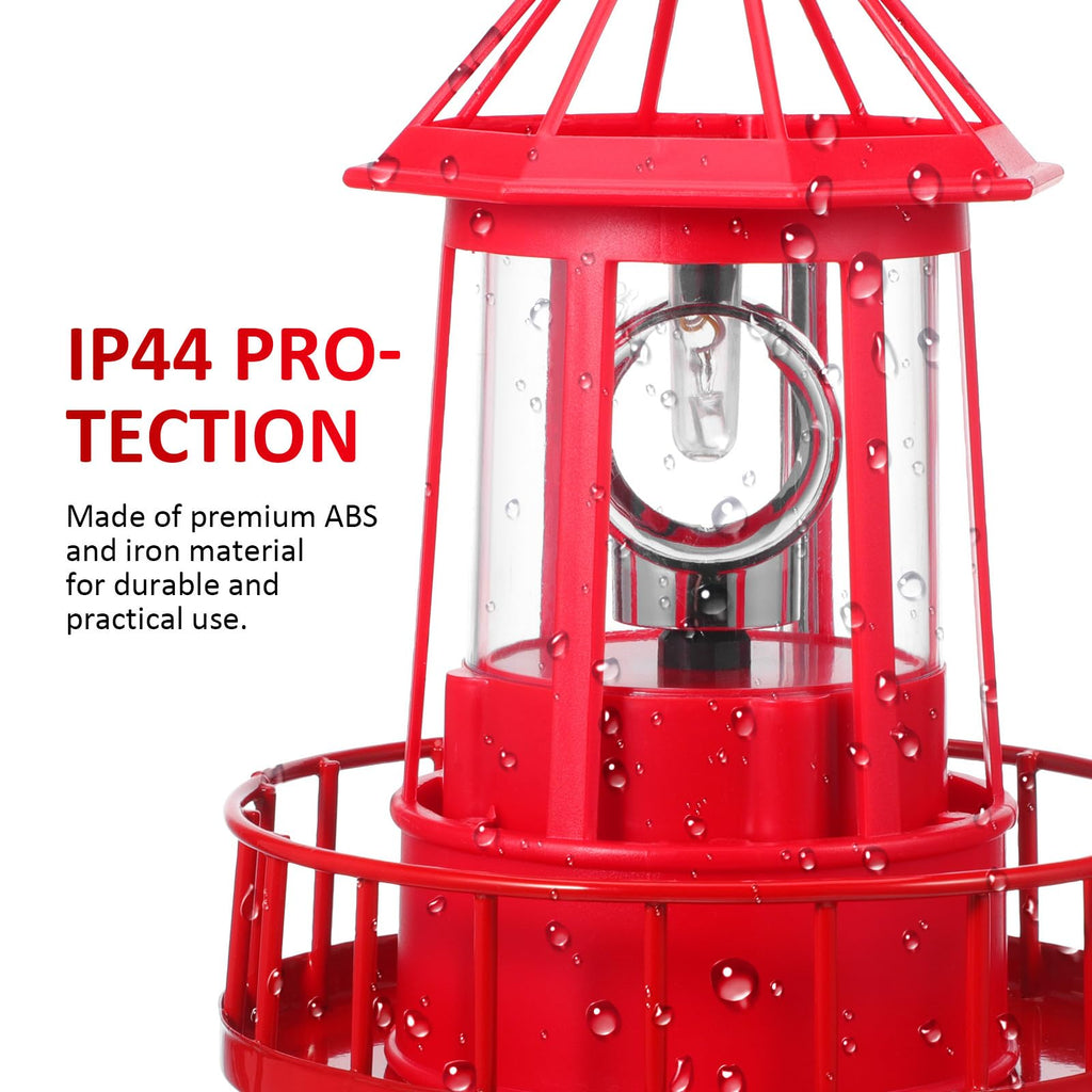 Solar Lighthouse Rotating Beacon Light Red Iron T7670