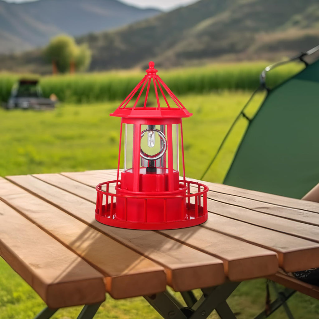 Solar Lighthouse Rotating Beacon Light Red Iron T7670