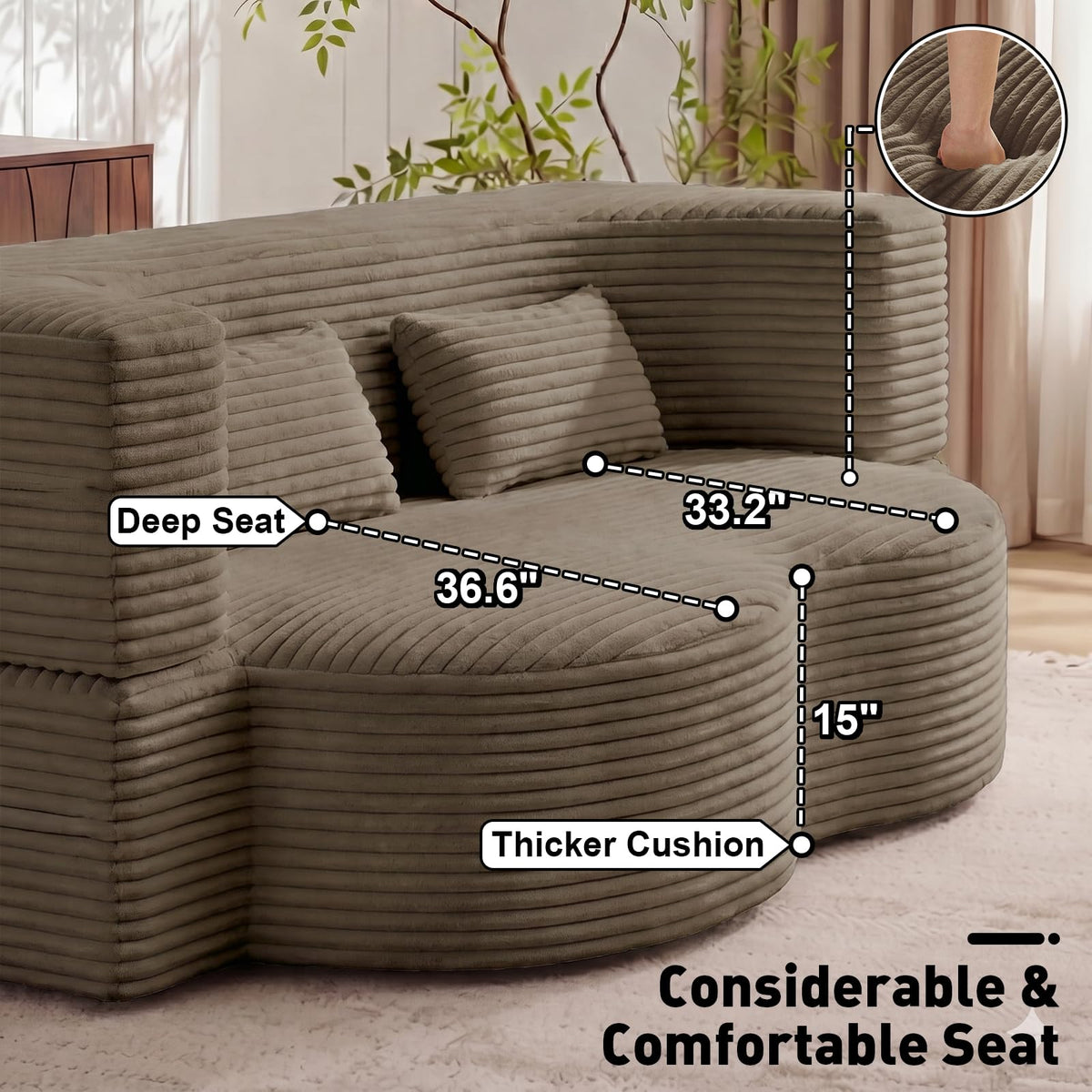 Brown Corduroy Convertible Futon Sofa Bed Q3551