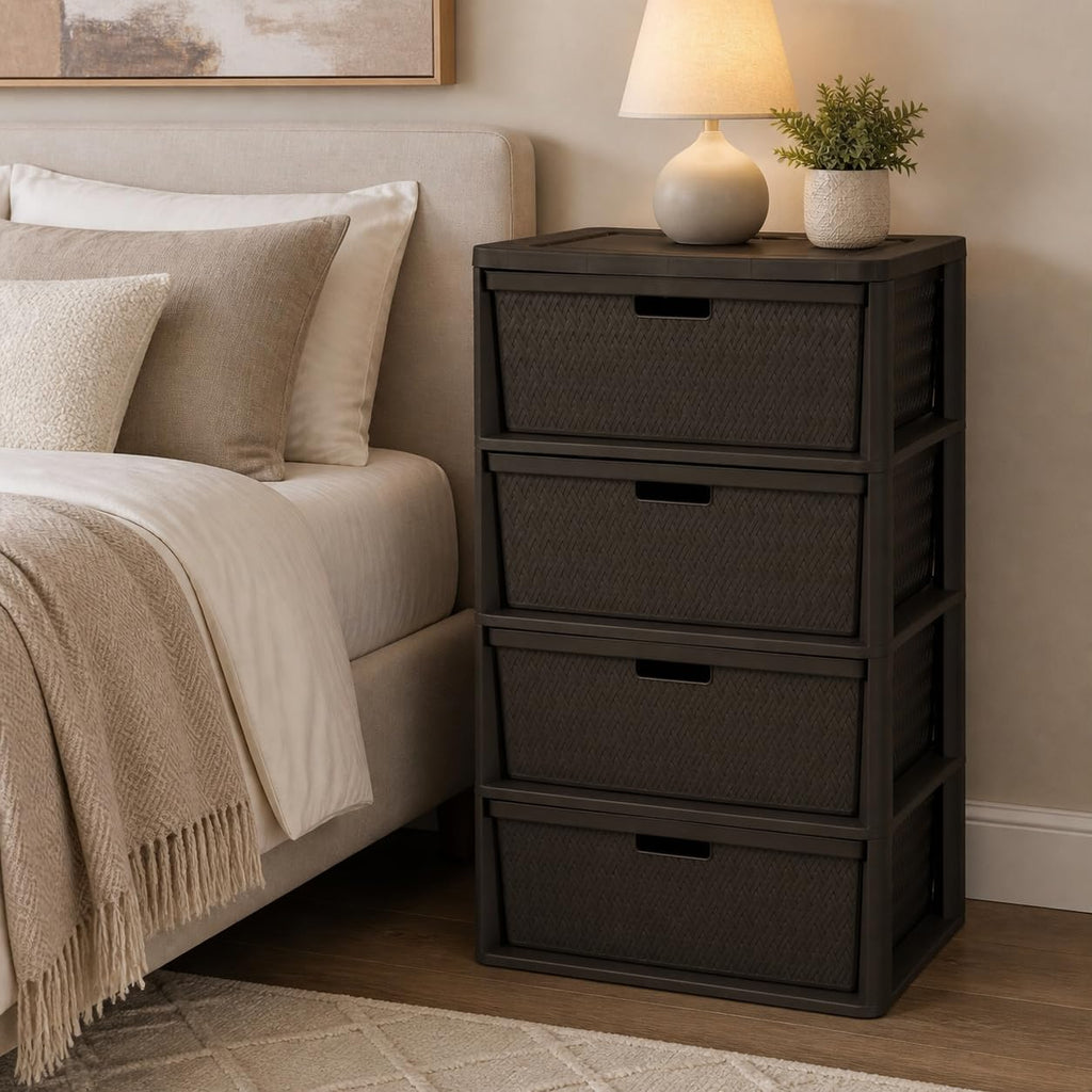 Brown 4 Drawer Plastic Storage Drawers M9647