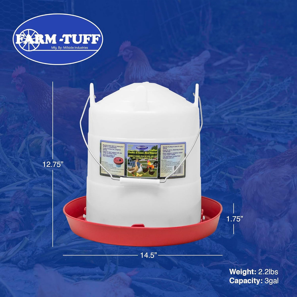 3 Gallon Plastic Poultry Waterer A83427