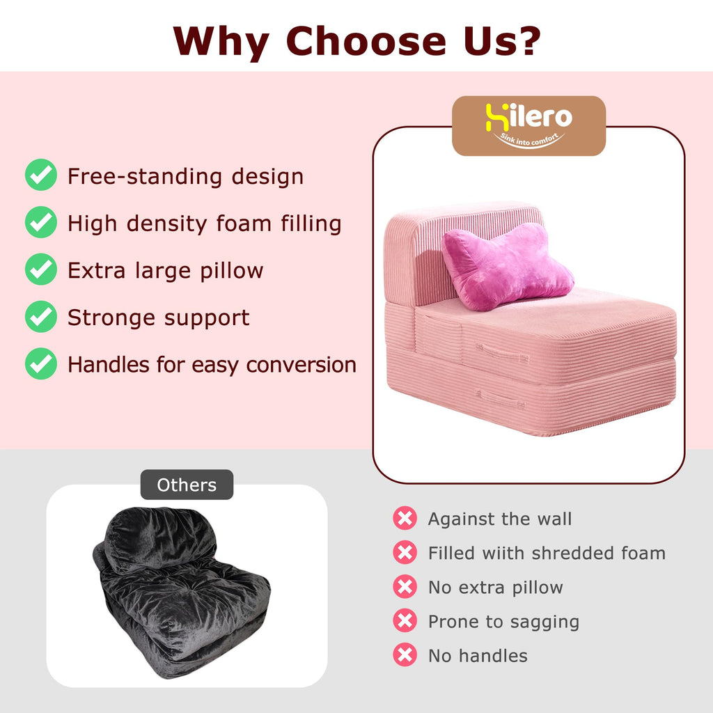 Pink Folding Convertible Sofa Bed D8824