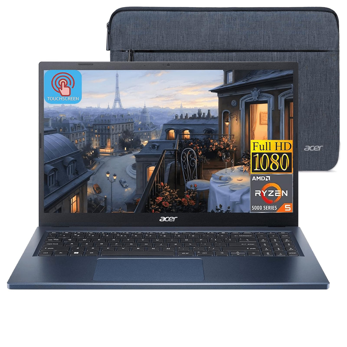 15.6" Touchscreen Laptop AMD Ryzen 5 8GB DDR5 512GB SSD N425