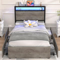 Twin Size Bed Frame with 4 Storage Drawers D471
