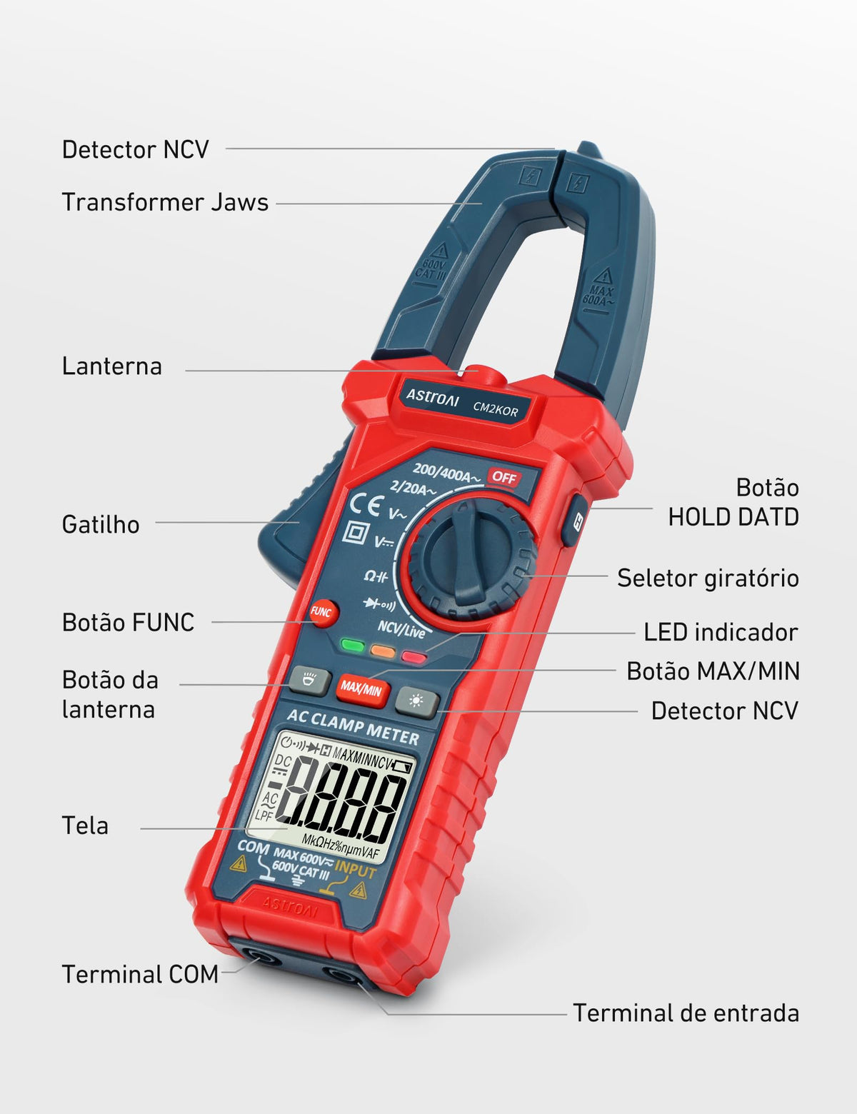 Digital Clamp Meter Multimeter 2000 Counts Auto-ranging D841