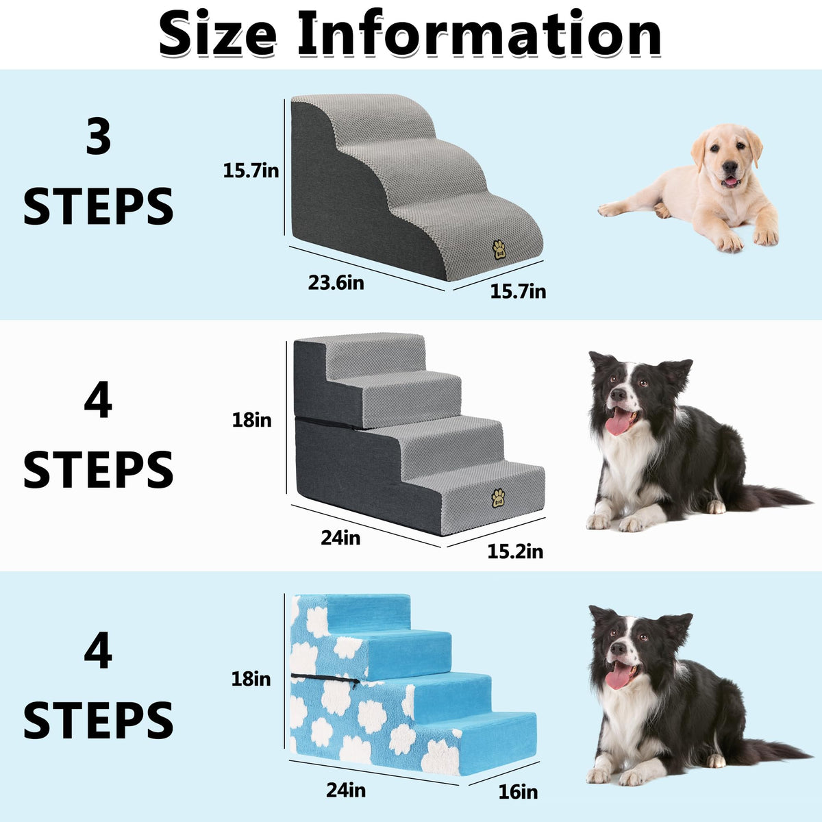 4-Step Foam Dog Stairs, 18-Inch, Gray A412238