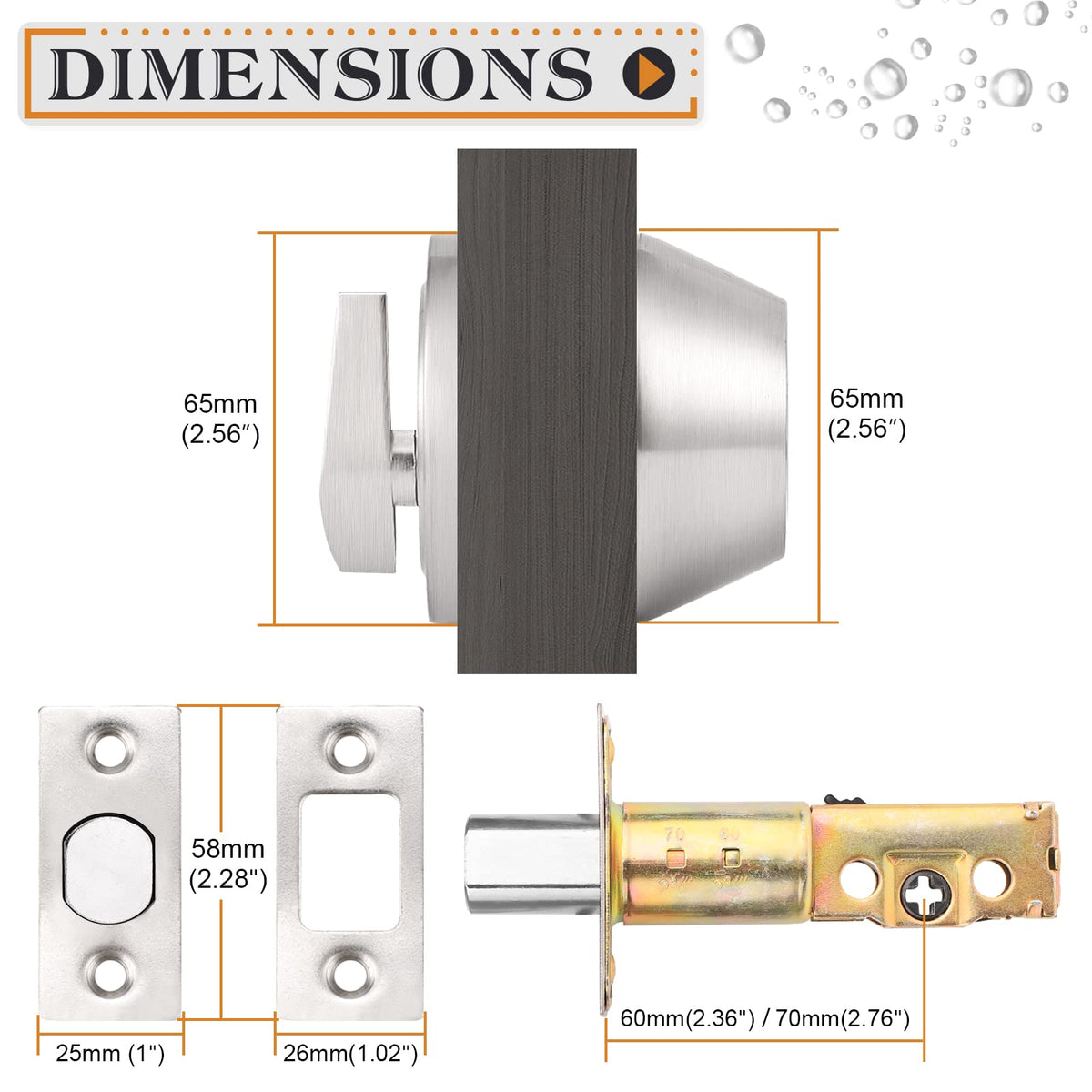 4 Pack Brushed Nickel Single Cylinder Deadbolts X38032