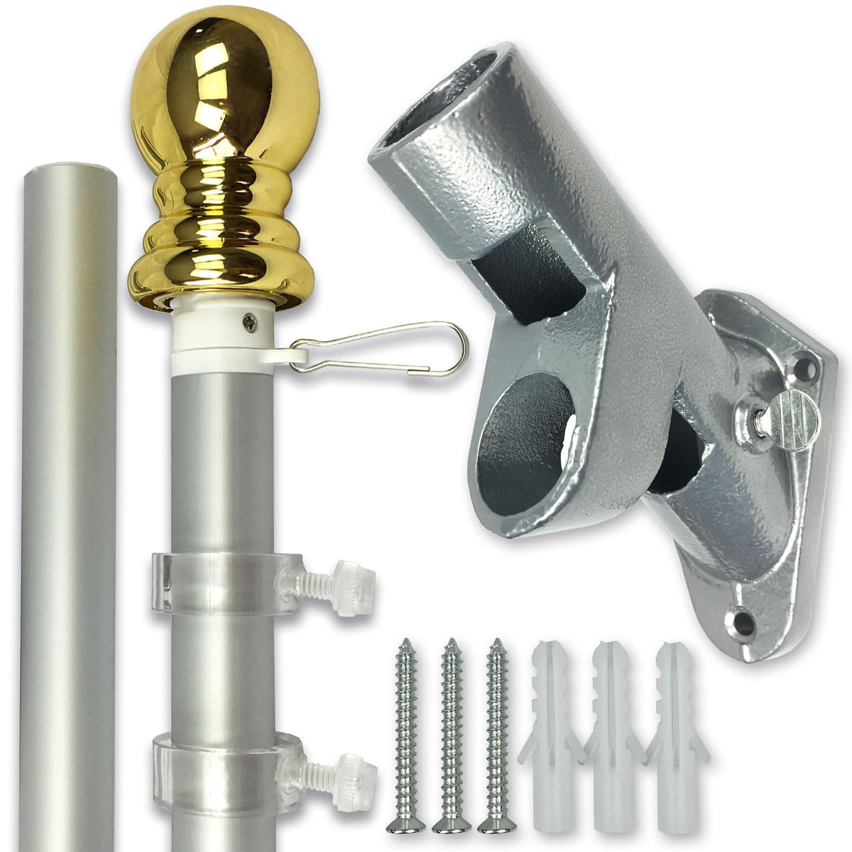 Flag Pole and Bracket Kit Brushed Aluminum E88344