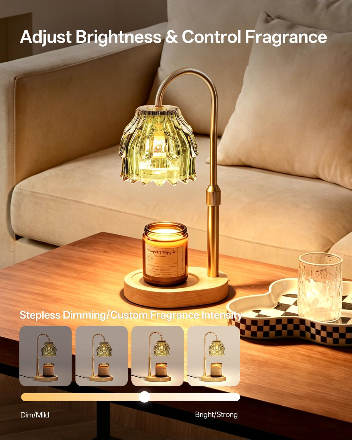 Adjustable Height Green Candle Warmer Lamp Q189