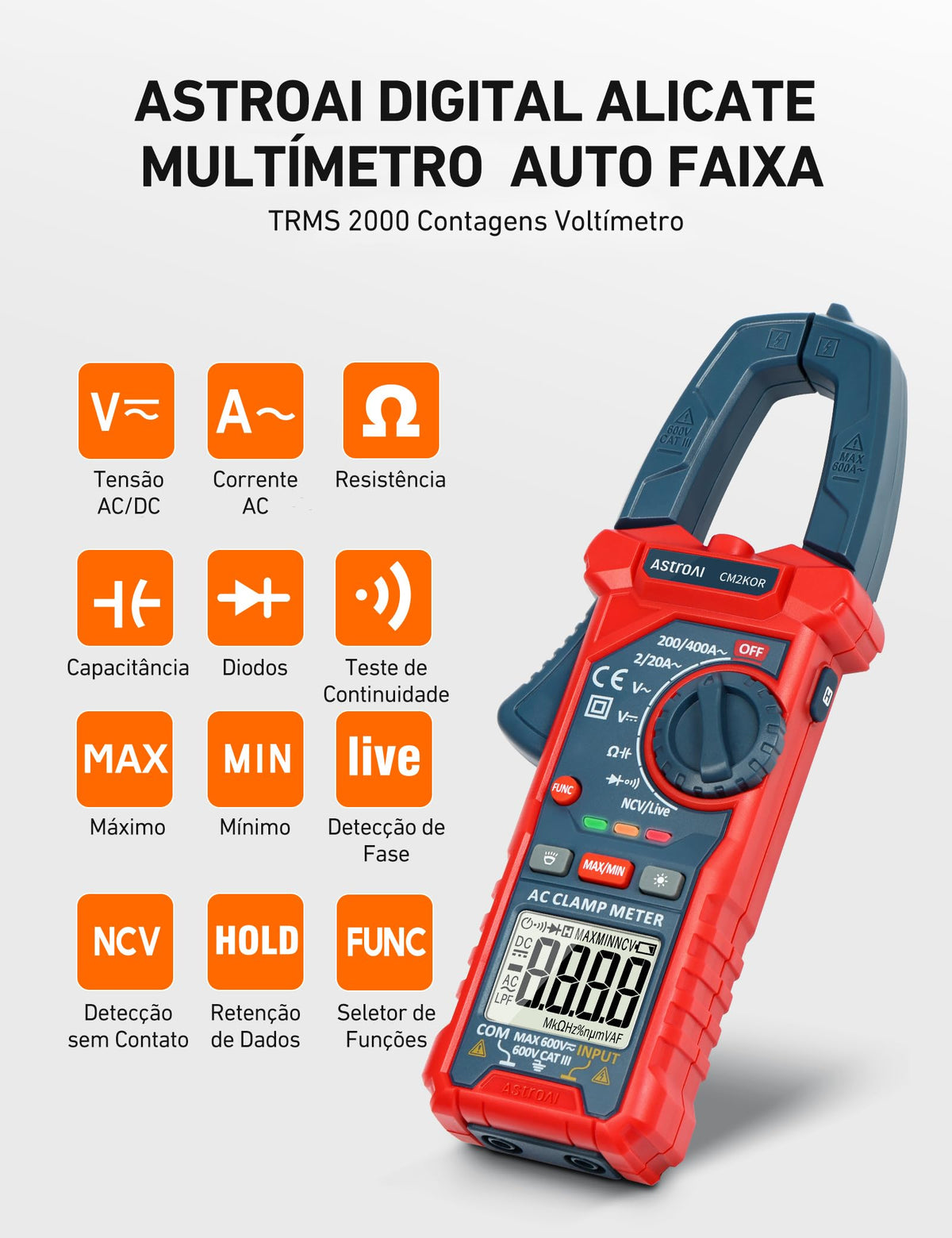 Digital Clamp Meter Multimeter 2000 Counts Auto-ranging D841
