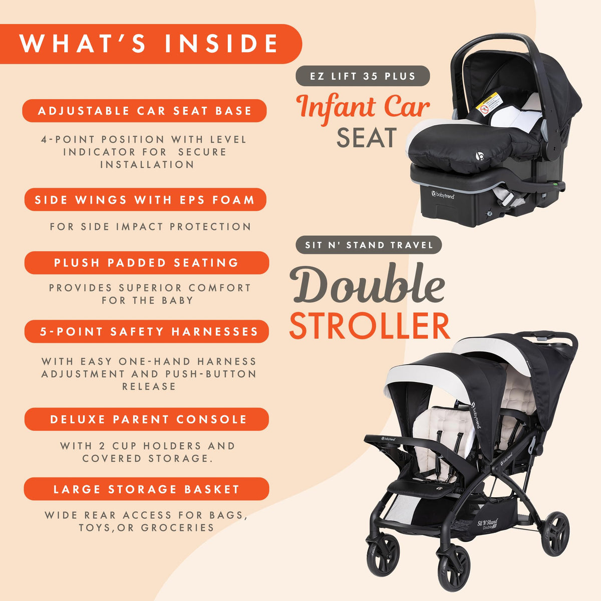 Double Stroller & 2 Car Seats P2541