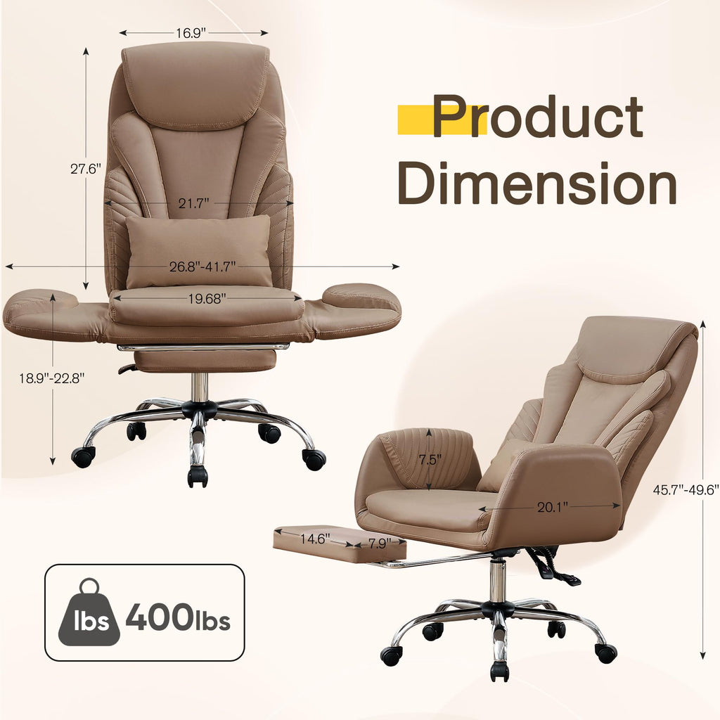 Cross Legged Office Chair with Flip Armrest and Footrest Brown G884190