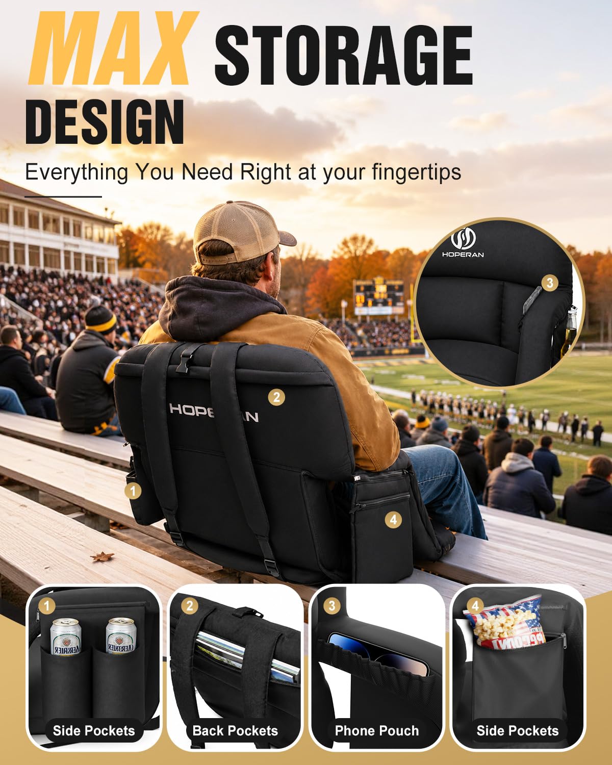25" Extra Thick Stadium Seats for Bleachers, 2-Pack X974