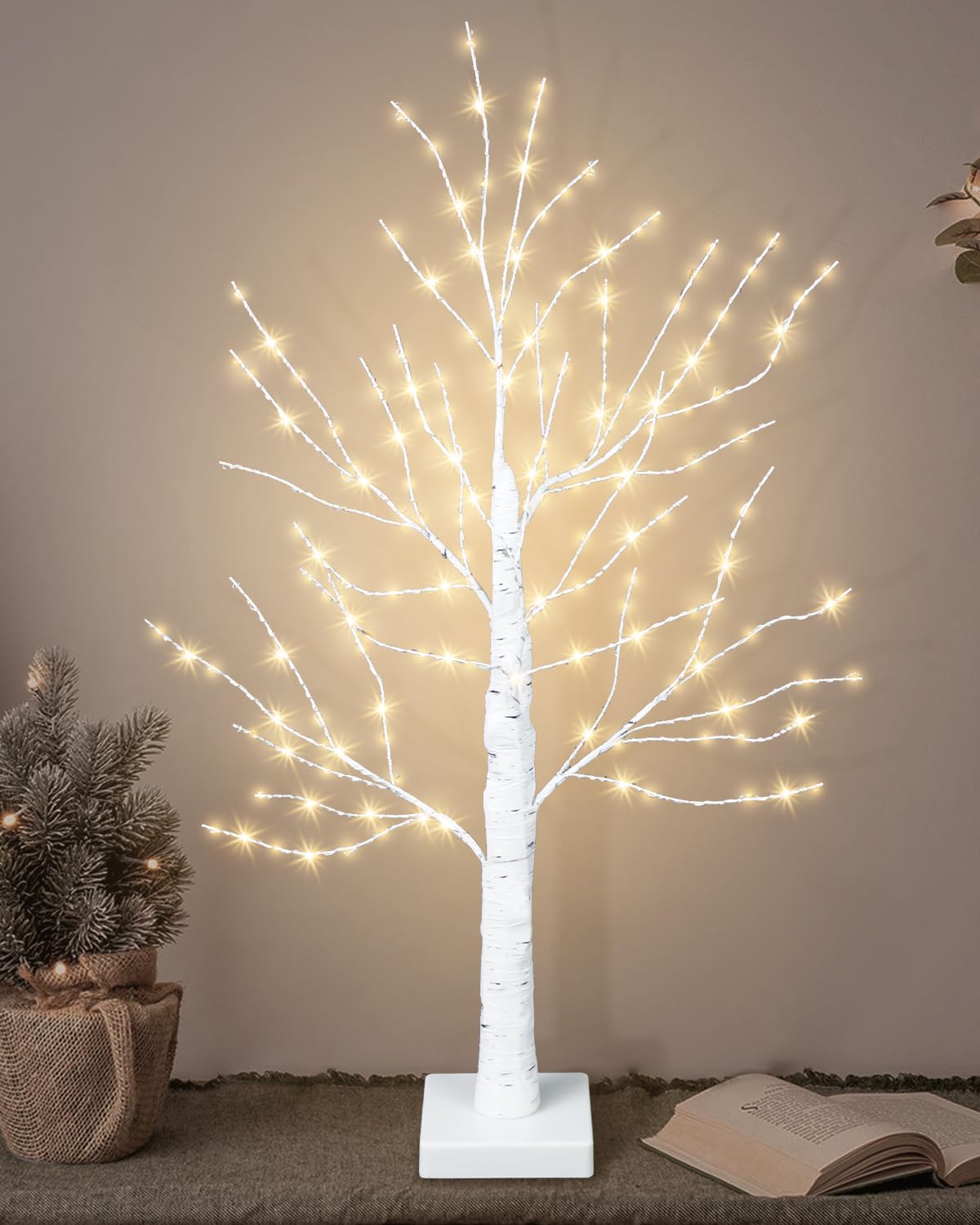 24 Inch Artificial Lighted Birch Tree with 144 LED Lights B5097
