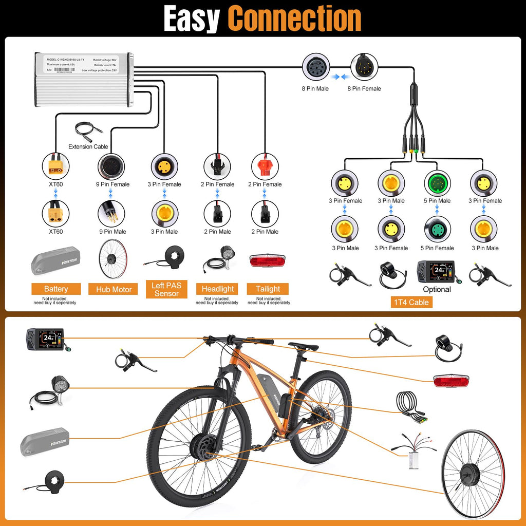 48V 500W Front Hub Motor Ebike Conversion Kit B840