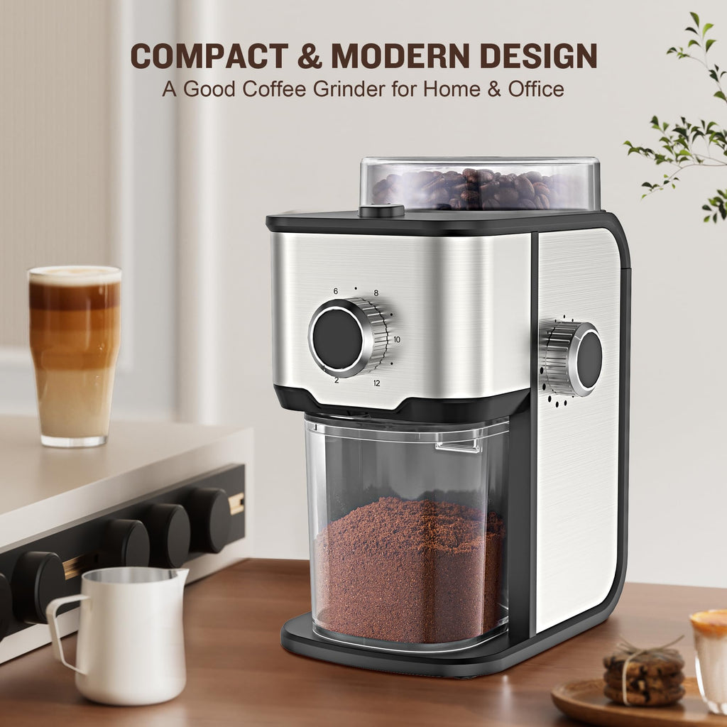 Adjustable Electric Burr Coffee Grinder with 14 Grinding Settings I268990