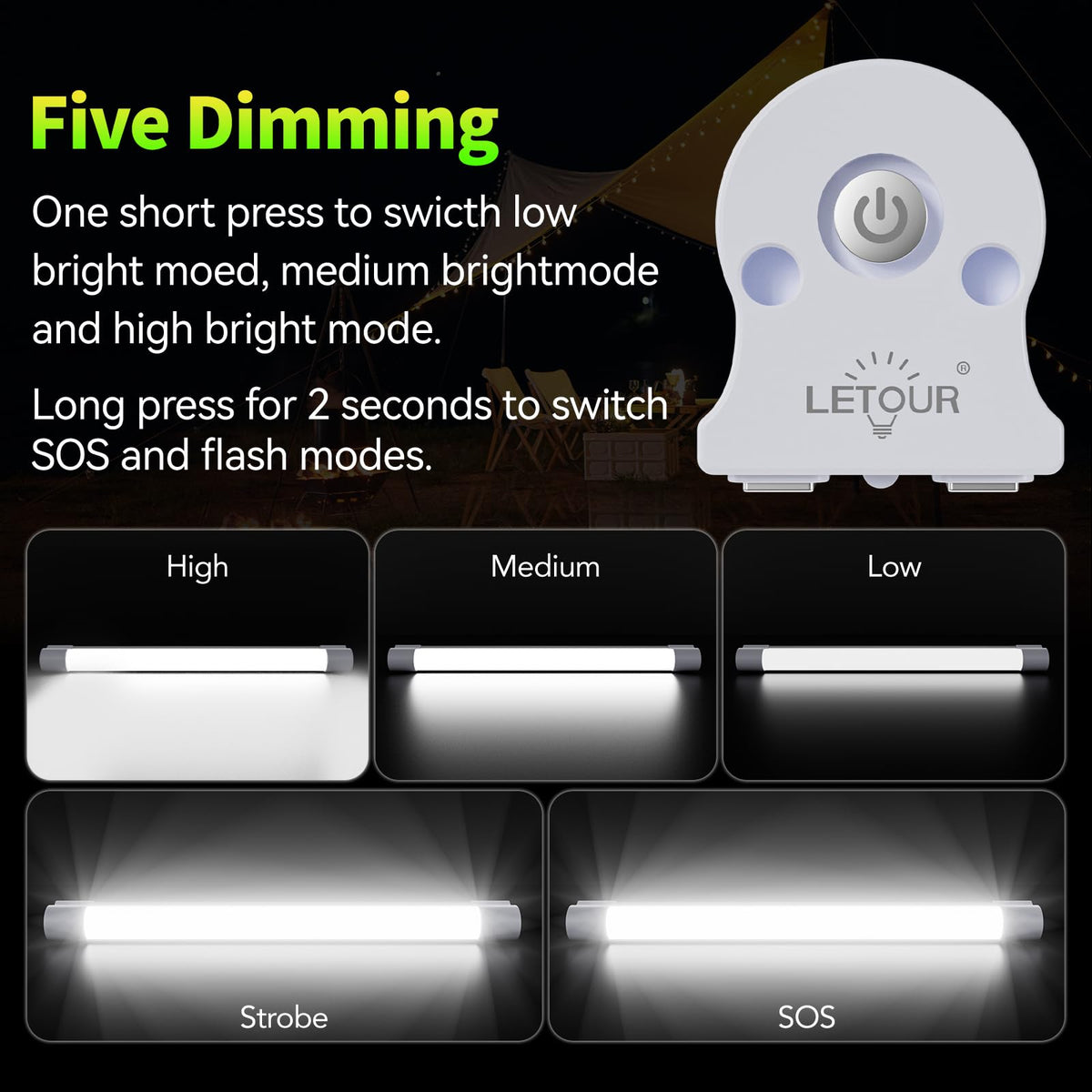 LED Tube Magnetic Work Light 6000Lumens 10400mAh USB Rechargeable D175550