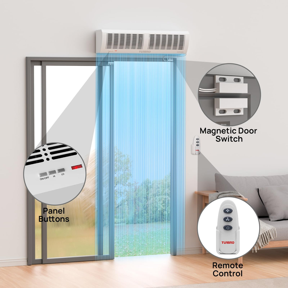 36-Inch Wall-Mounted Air Curtain Fan with Magnetic Switch M435748