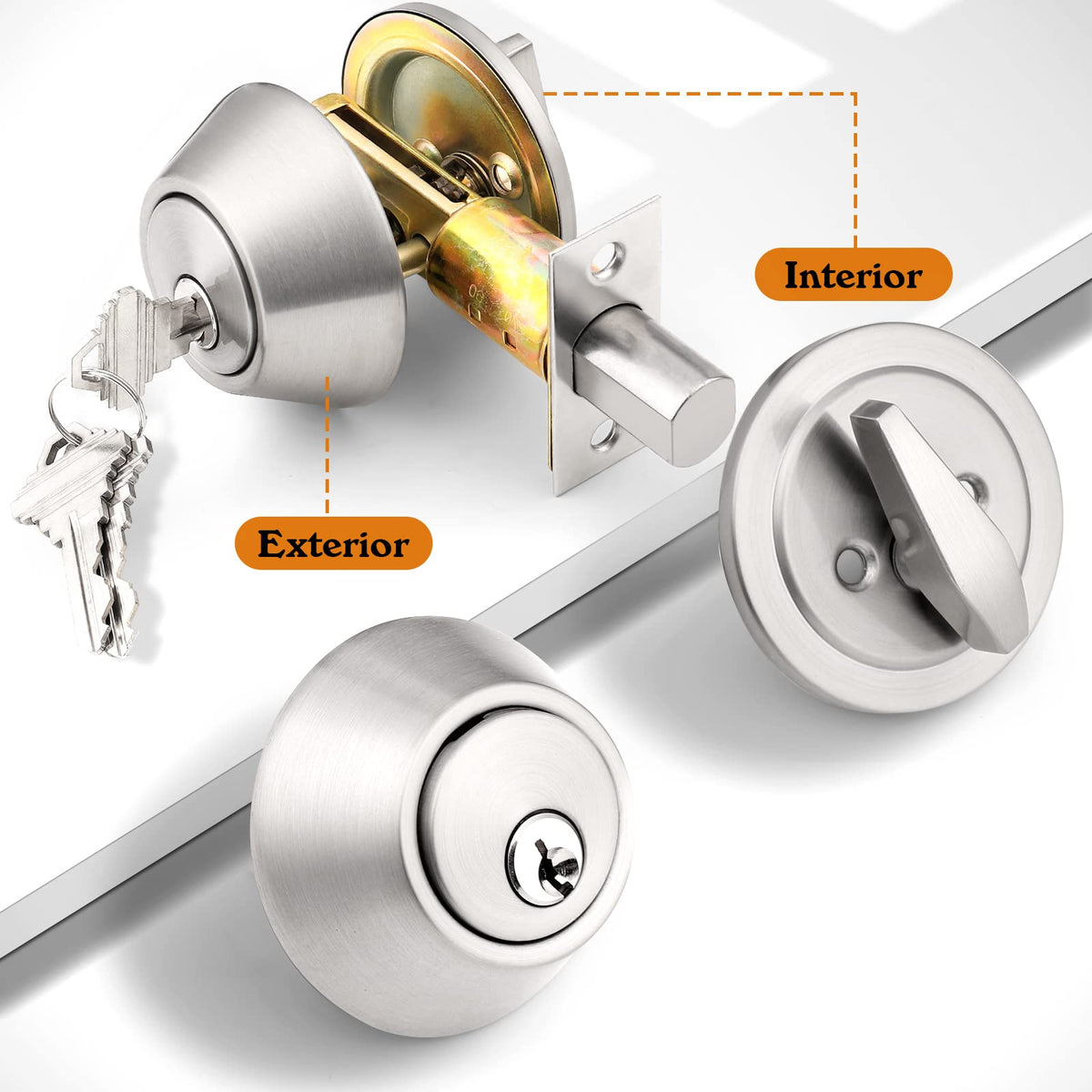 4 Pack Brushed Nickel Single Cylinder Deadbolts X38032