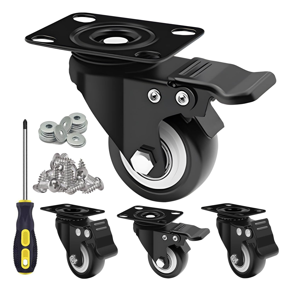 2 Inch Caster Wheel Set of 4 with Dual Brake B249236