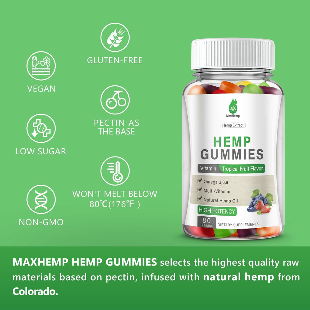 Hemp Gummies 100% Natural Organic Vegan 3 Packs N439416