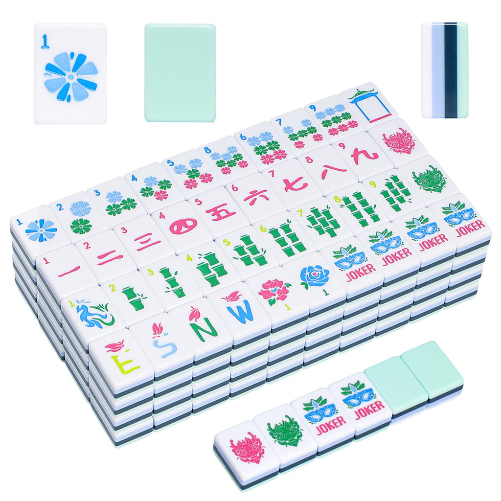 American Mahjong Set with Blue Carrying Bag, 160 Acrylic Tiles, 4 Rack/Pushers P5734