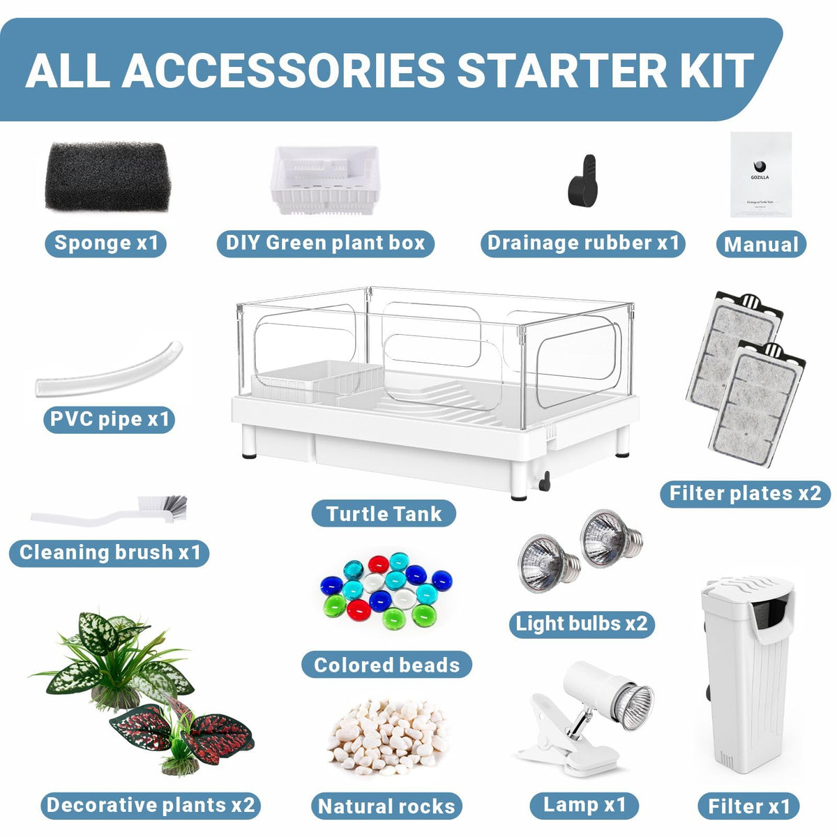 Small Turtle Tank Kit with Adjustable Lamp and Filter K69525