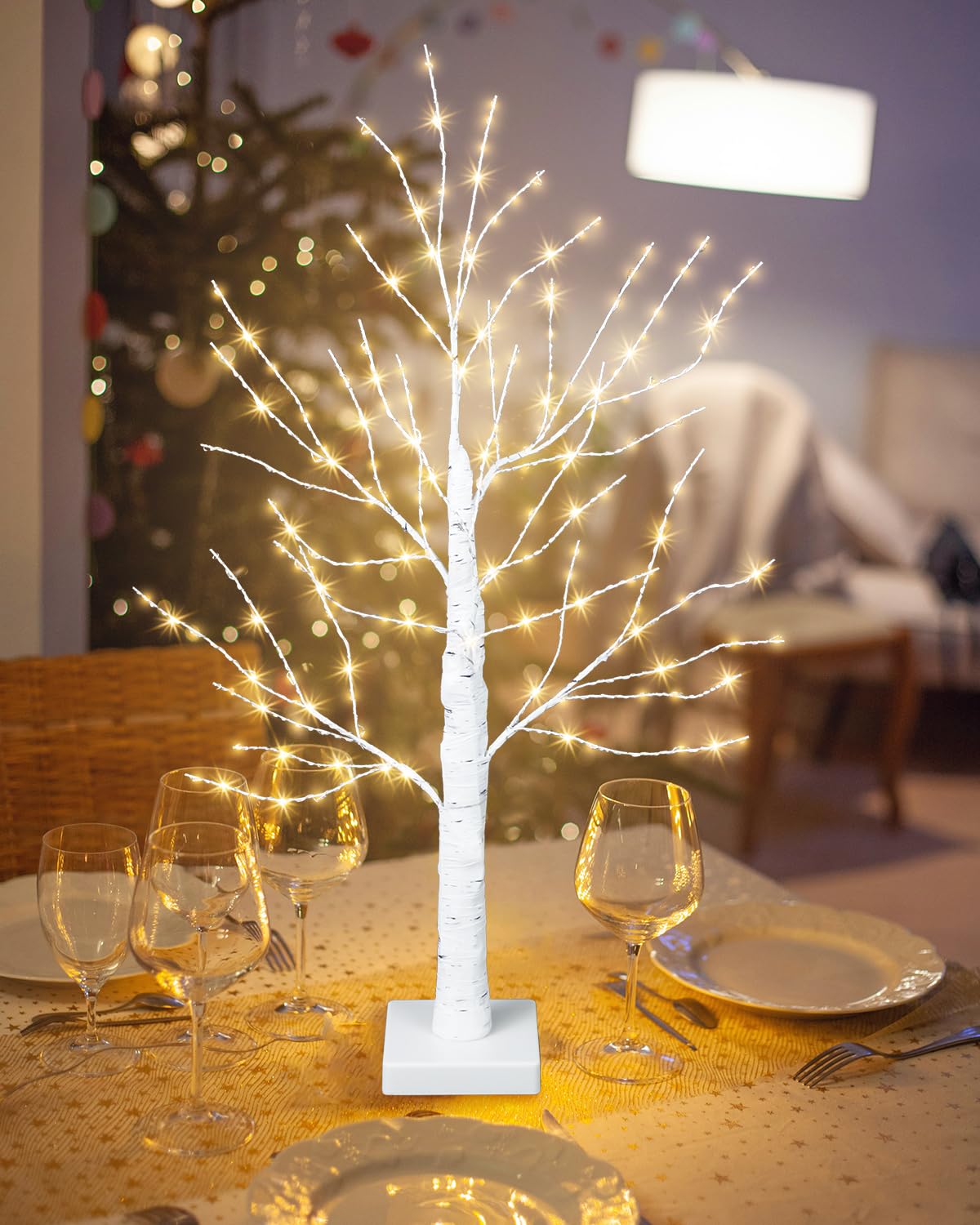24 Inch Artificial Lighted Birch Tree with 144 LED Lights B5097