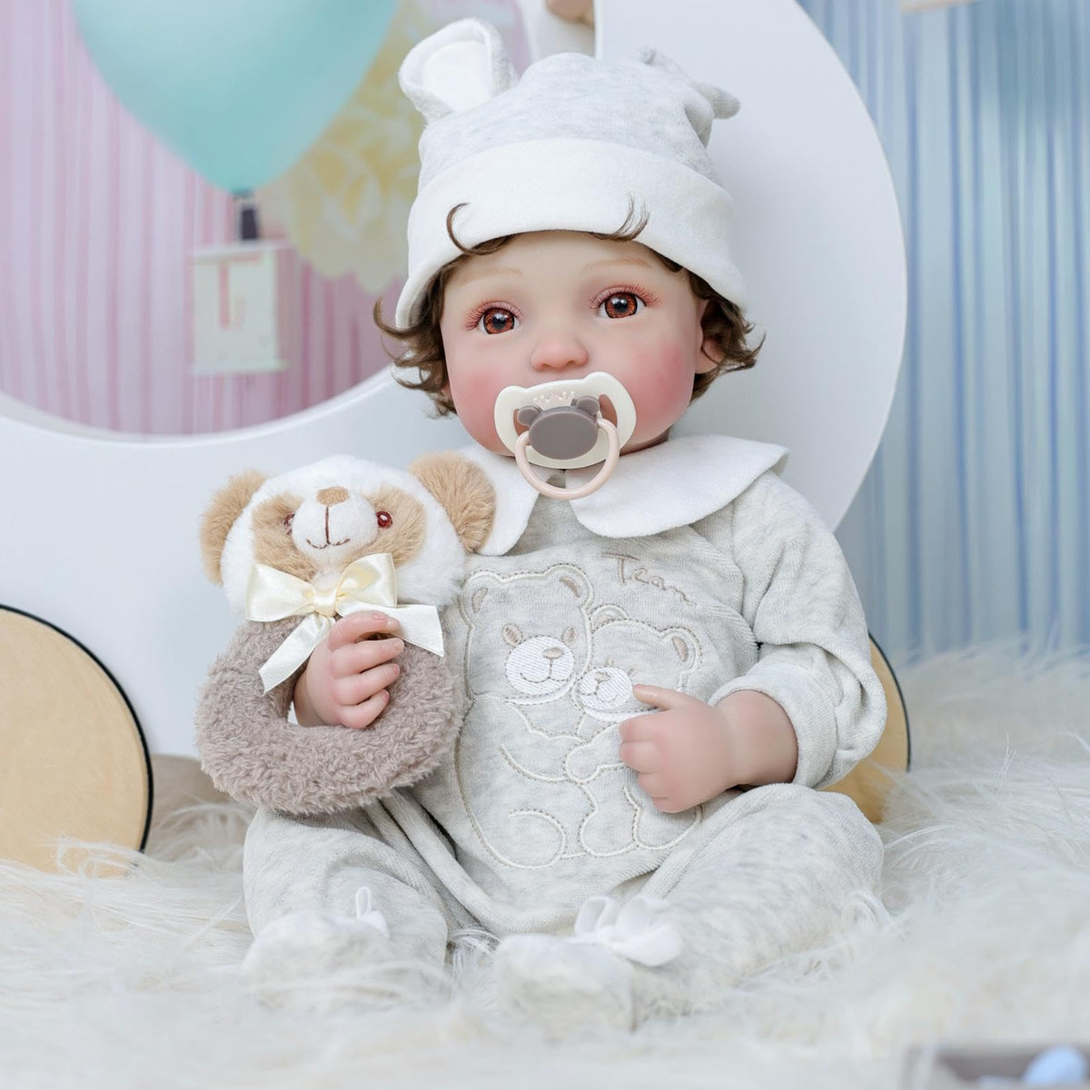 20-Inch Realistic Reborn Baby Doll with Hand-Rooted Hair F377855