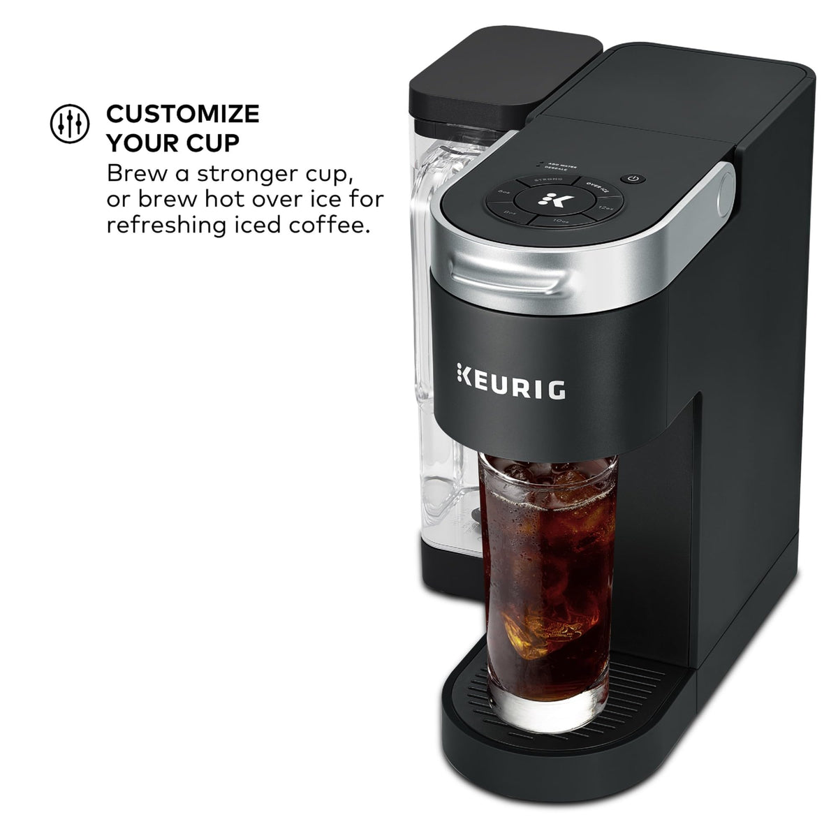 Single Serve K-Cup Pod Coffee Maker, 4 Brew Sizes, Black K499017