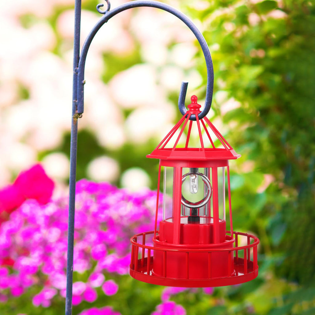 Solar Lighthouse Rotating Beacon Light Red Iron T7670