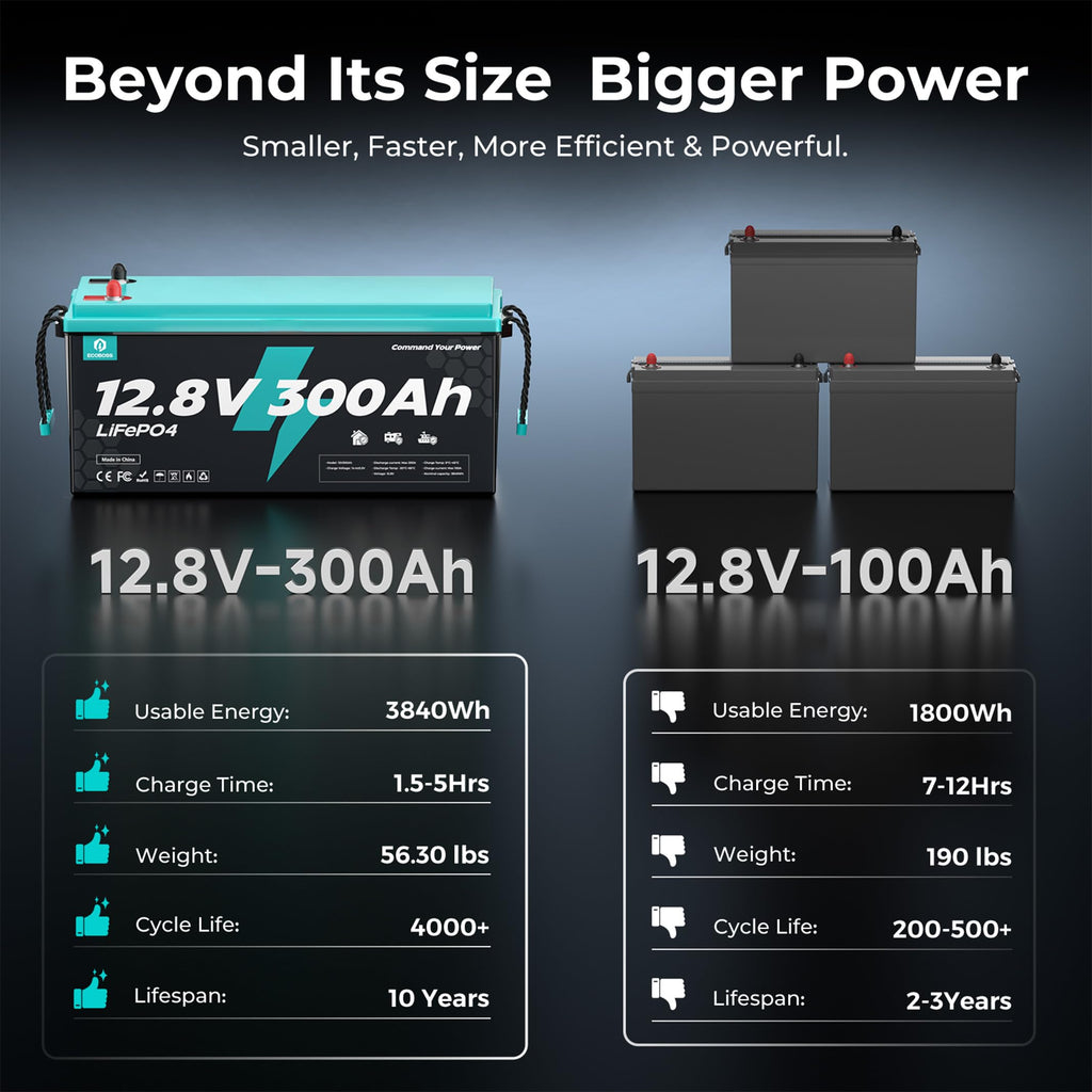 12V 300Ah LiFePO4 Deep Cycle Lithium Battery 2Pack U8116