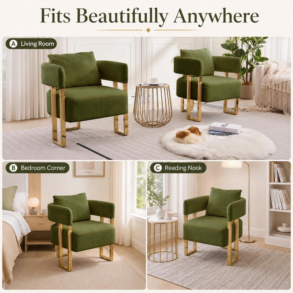 Green Teddy Accent Chair Set of 2 Upholstered Arm Chair T4873