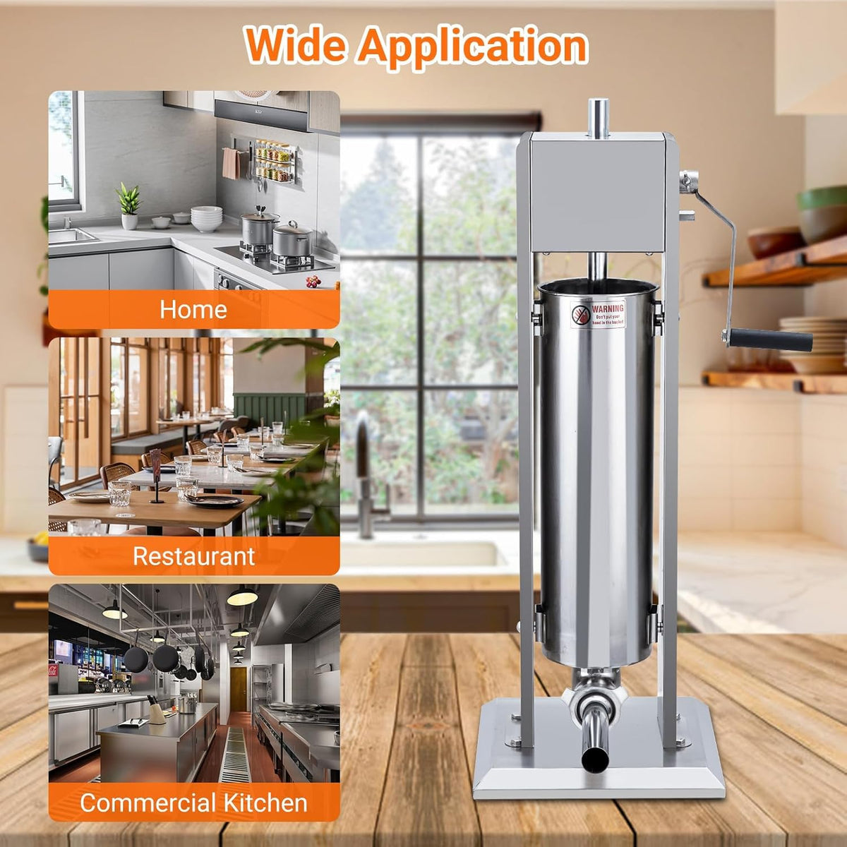 Two Speed Stainless Steel Vertical 15LBS Sausage Stuffer with 5 Stuffing Tubes J5278