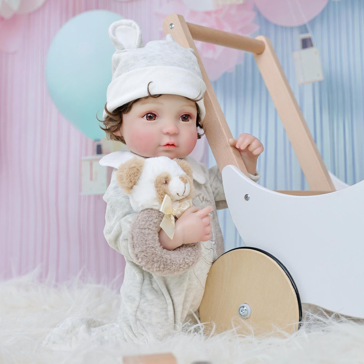 20-Inch Realistic Reborn Baby Doll with Hand-Rooted Hair F377855