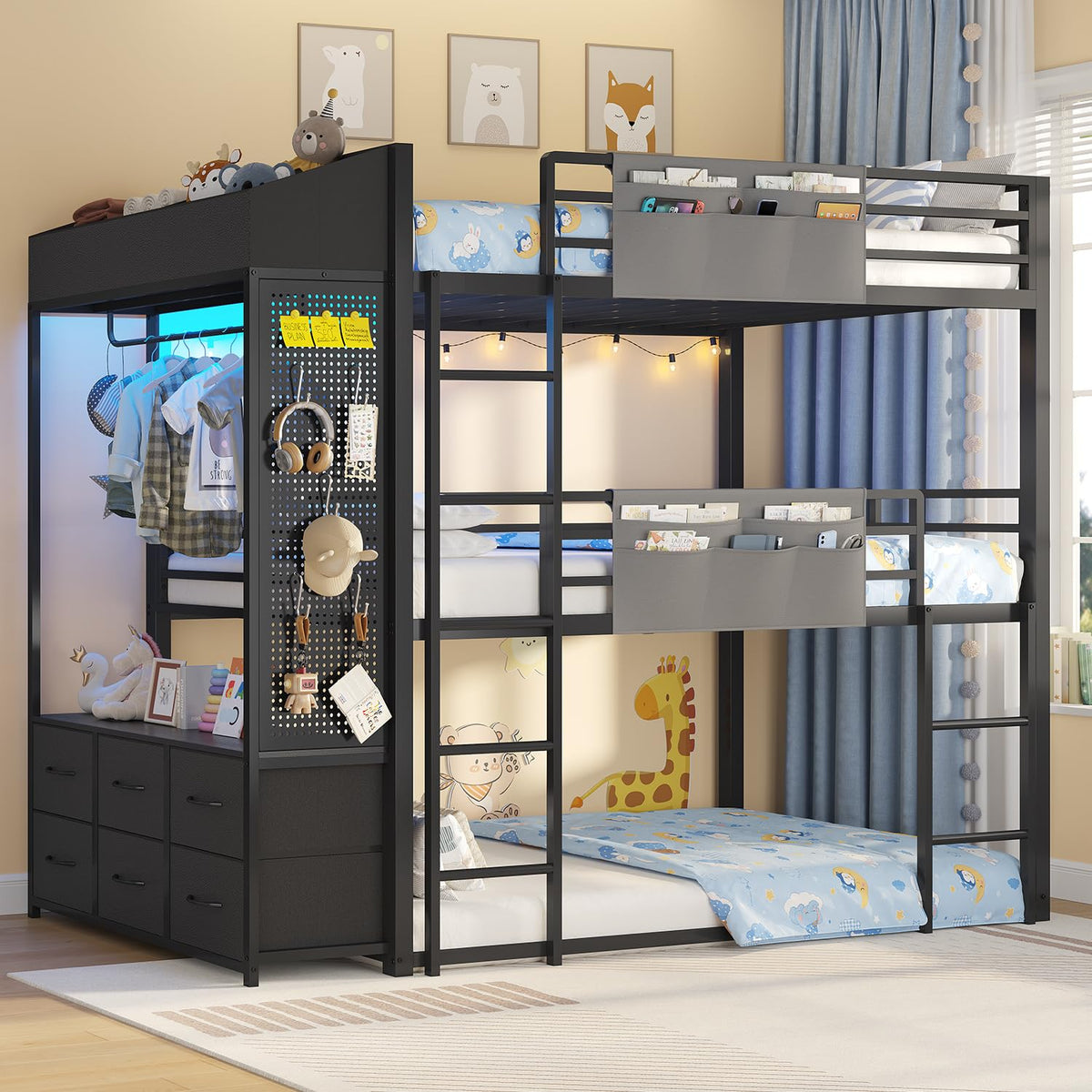 Triple Bunk Bed with 6 Storage Drawers C89640