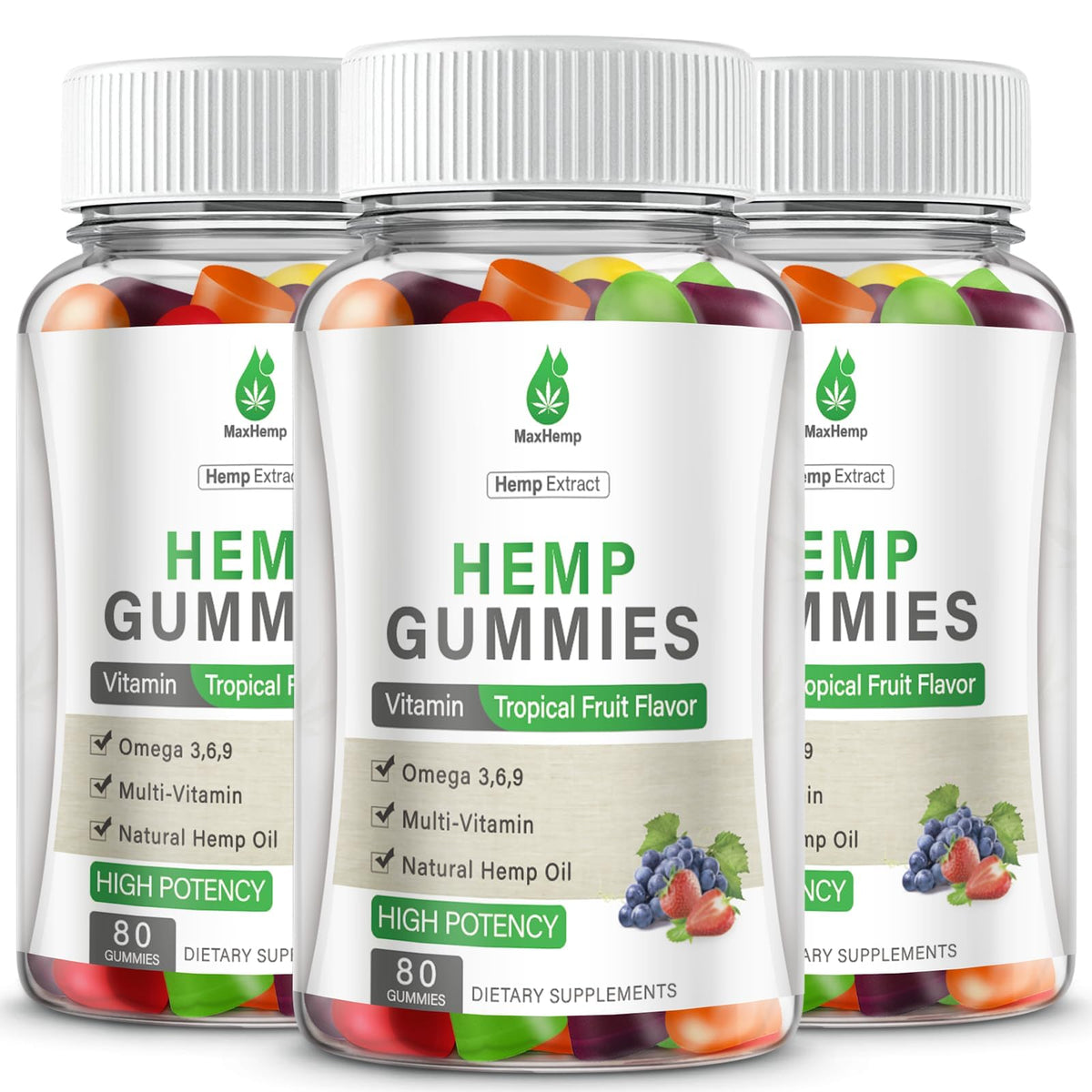 Hemp Gummies 100% Natural Organic Vegan 3 Packs N439416