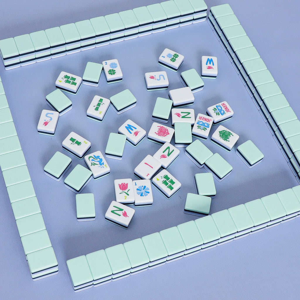 American Mahjong Set with Blue Carrying Bag, 160 Acrylic Tiles, 4 Rack/Pushers P5734