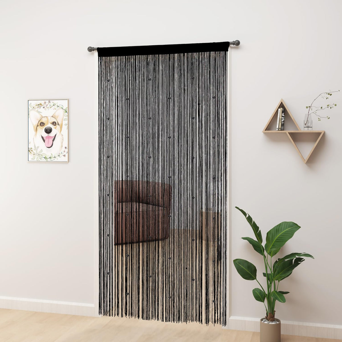 Beaded Curtains 39"x79" Black P884
