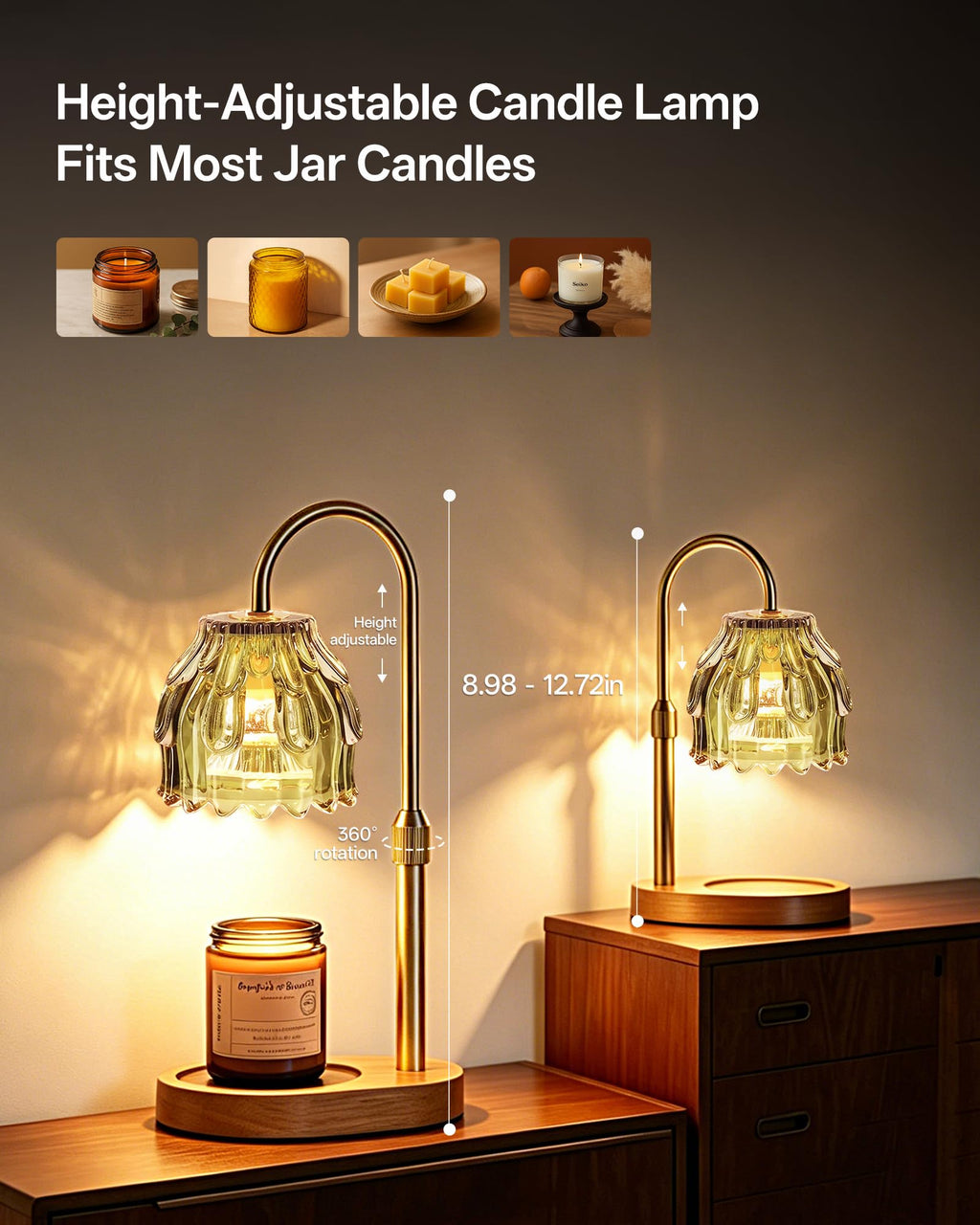 Adjustable Height Green Candle Warmer Lamp Q189