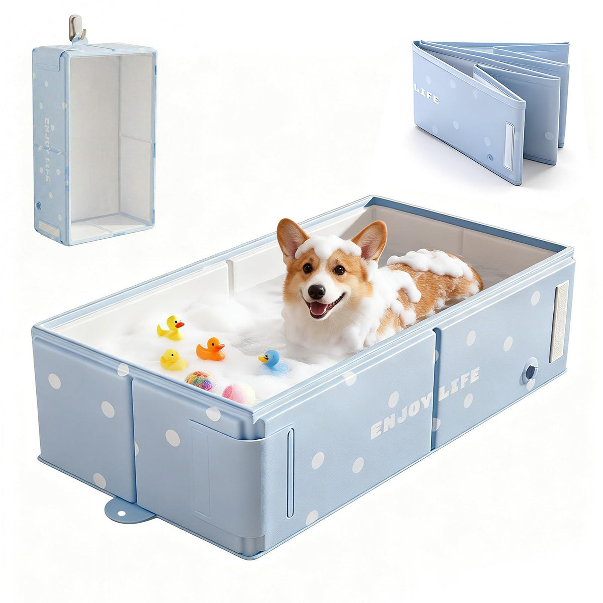 Collapsible Dog Bath Tub with Side Drain Outlet S7509