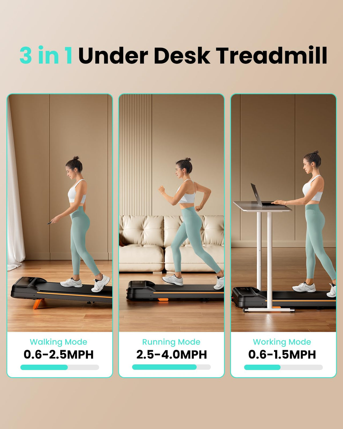 2.5HP Under Desk Treadmill with Incline C5136