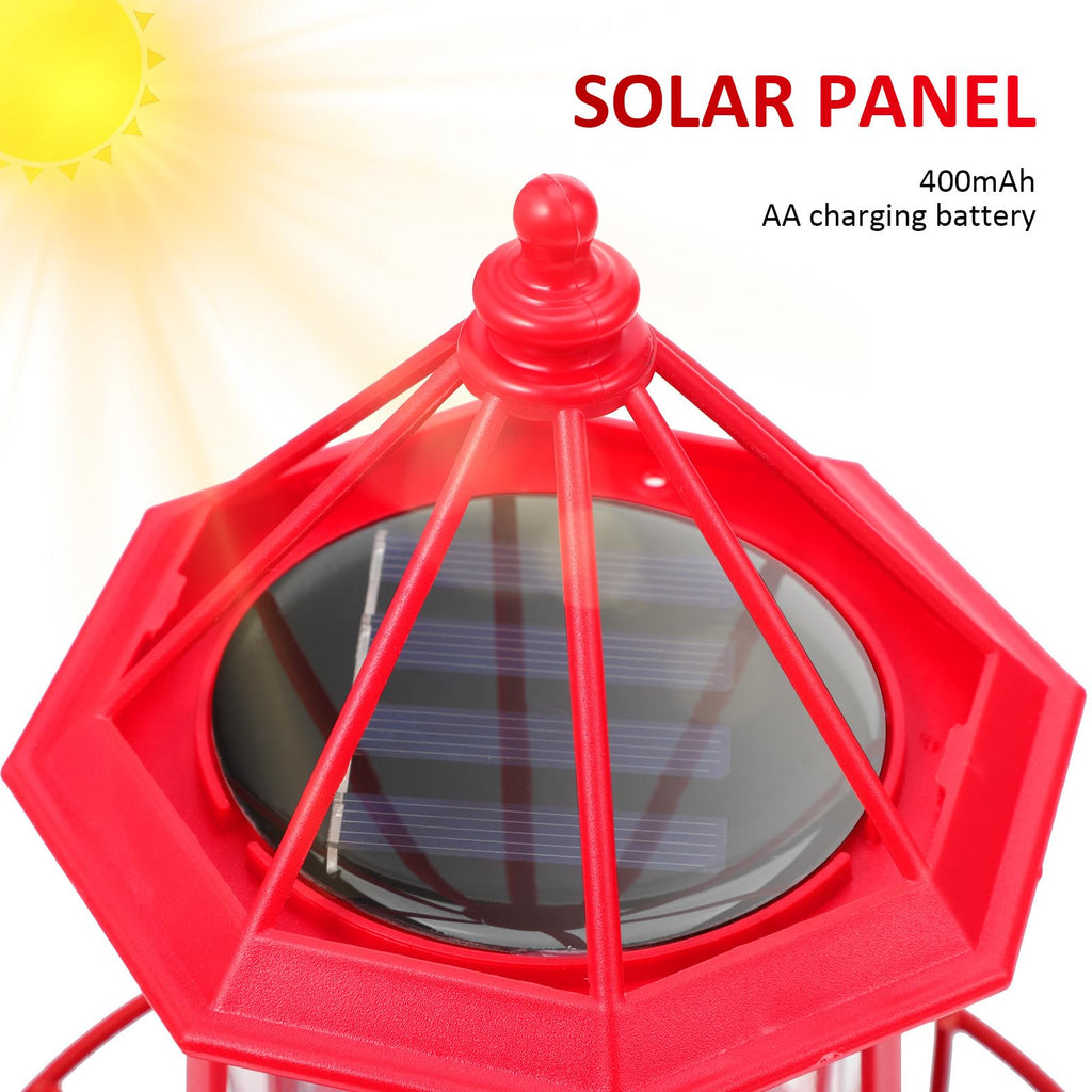Solar Lighthouse Rotating Beacon Light Red Iron T7670