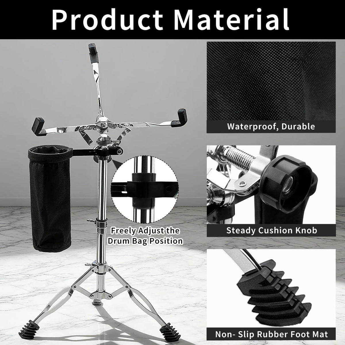 Adjustable Snare Drum Stand with Sticks Holder S95829