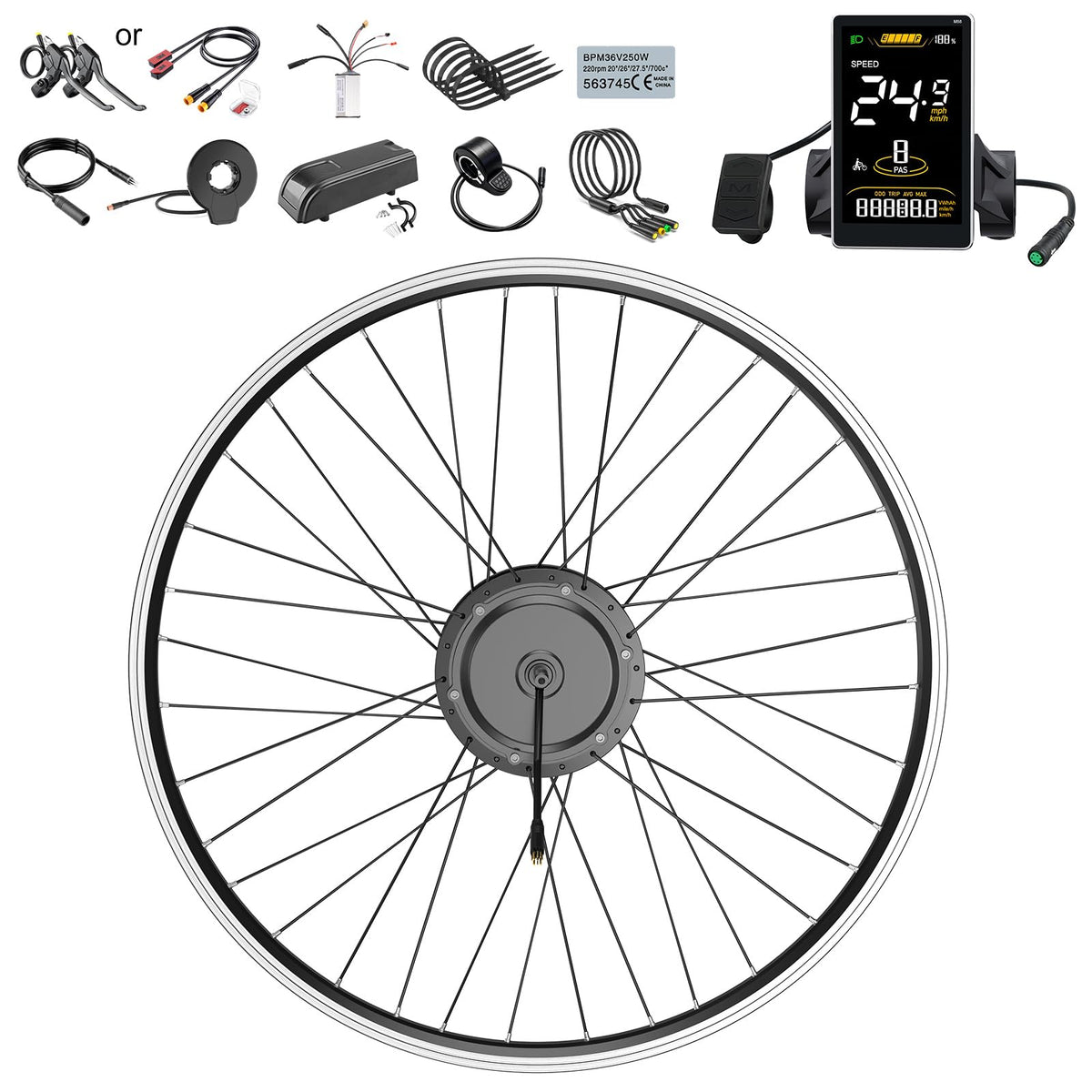 48V 500W Front Hub Motor Ebike Conversion Kit B840