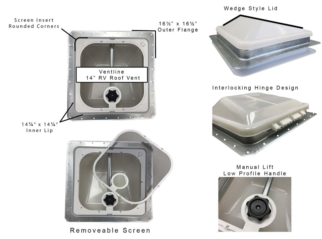 White RV Roof Vent Z14031