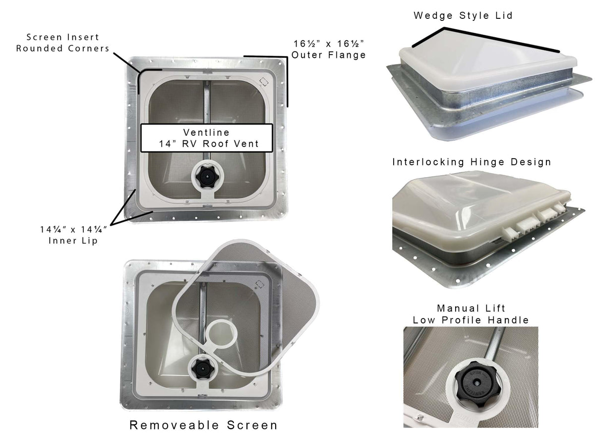 White RV Roof Vent Z14031