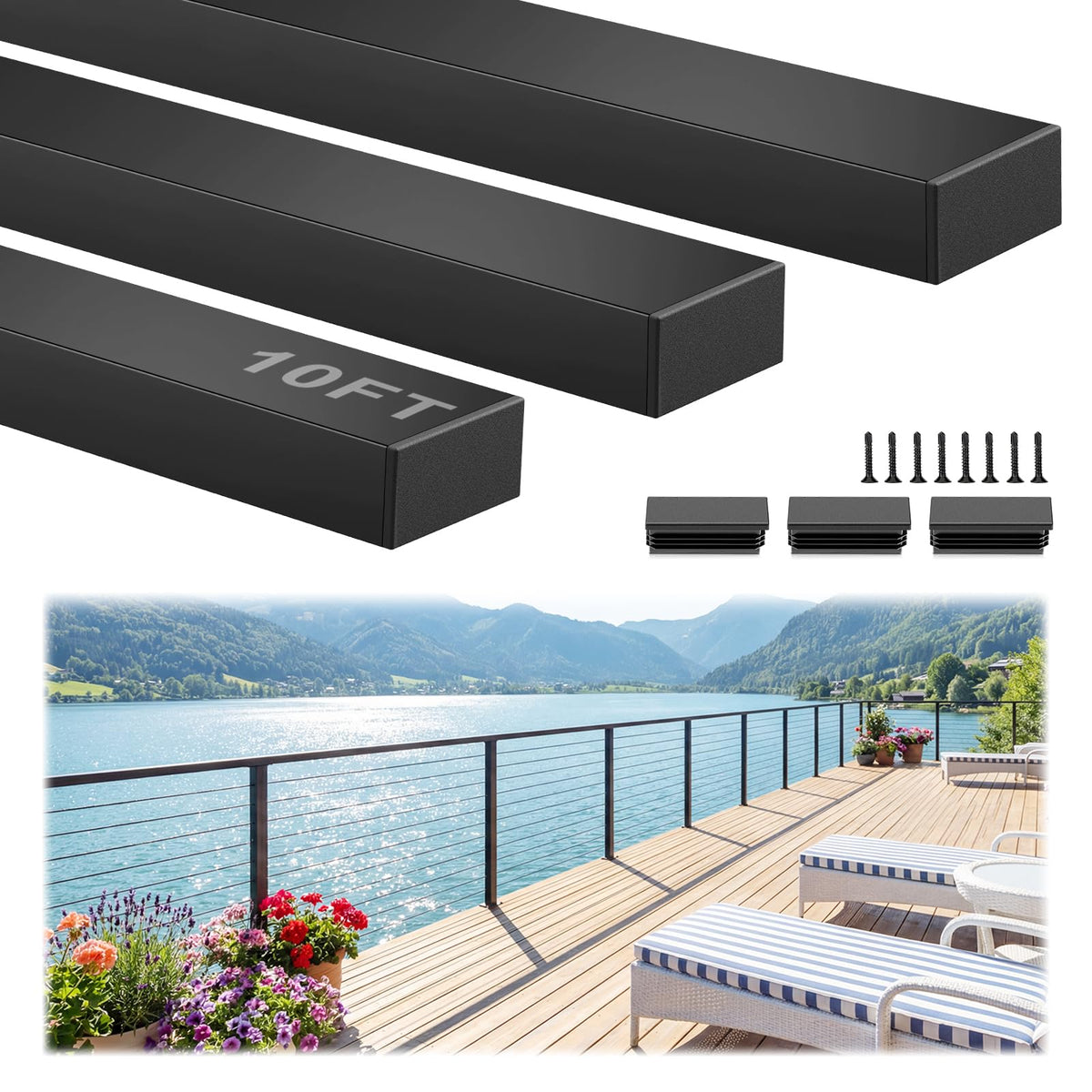 Black Aluminum Handrail 3 Pack X430069