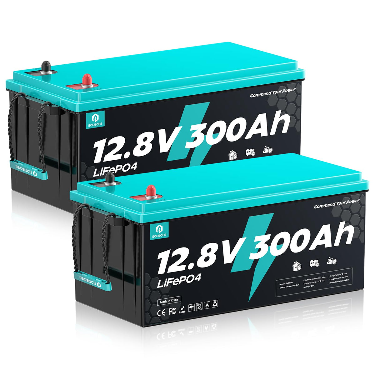12V 300Ah LiFePO4 Deep Cycle Lithium Battery 2Pack U8116